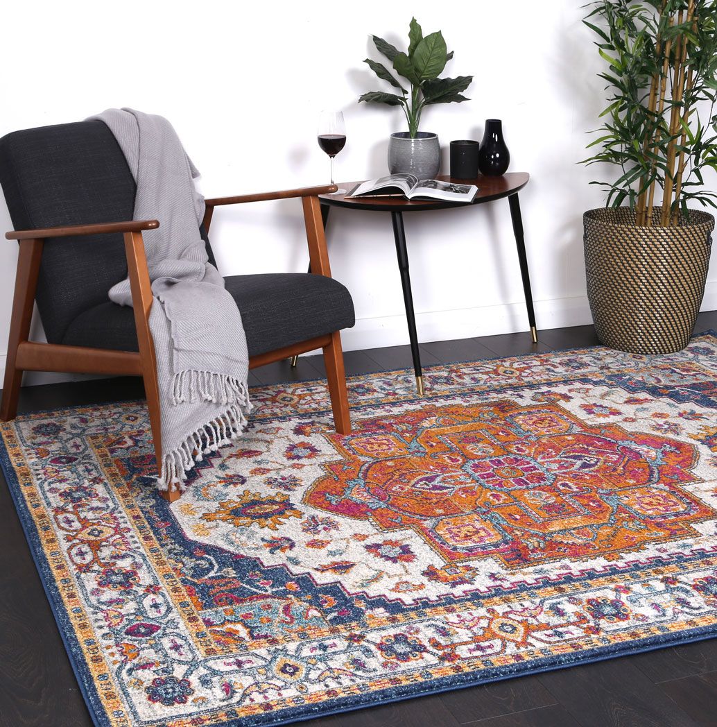 Delicate Multi Oriental Rug 160x230 cm featuring a chic medallion pattern and distressed design, perfect for modern and vintage decor.