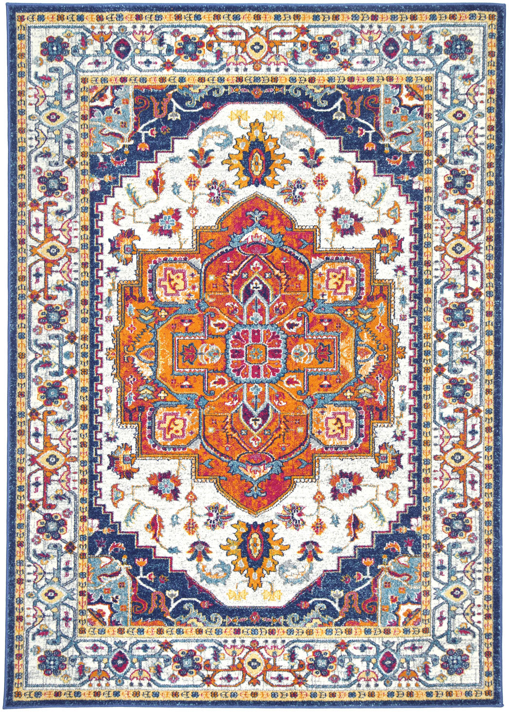 Delicate Multi Oriental Rug 200x290 cm featuring a chic medallion pattern and distressed design, perfect for enhancing home decor.