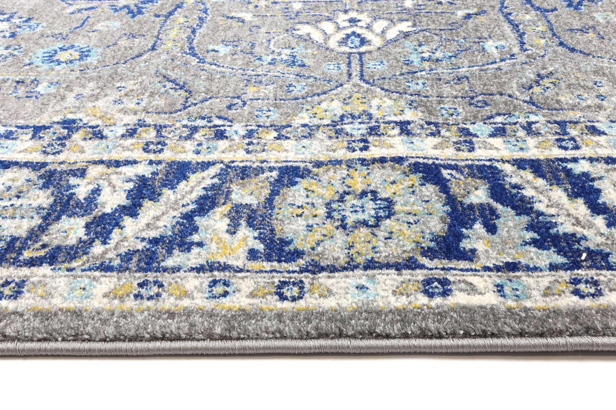 Delicate Navy Blue Oriental Rug with chic medallion pattern, measuring 160x230 cm, showcasing a distressed vintage design.