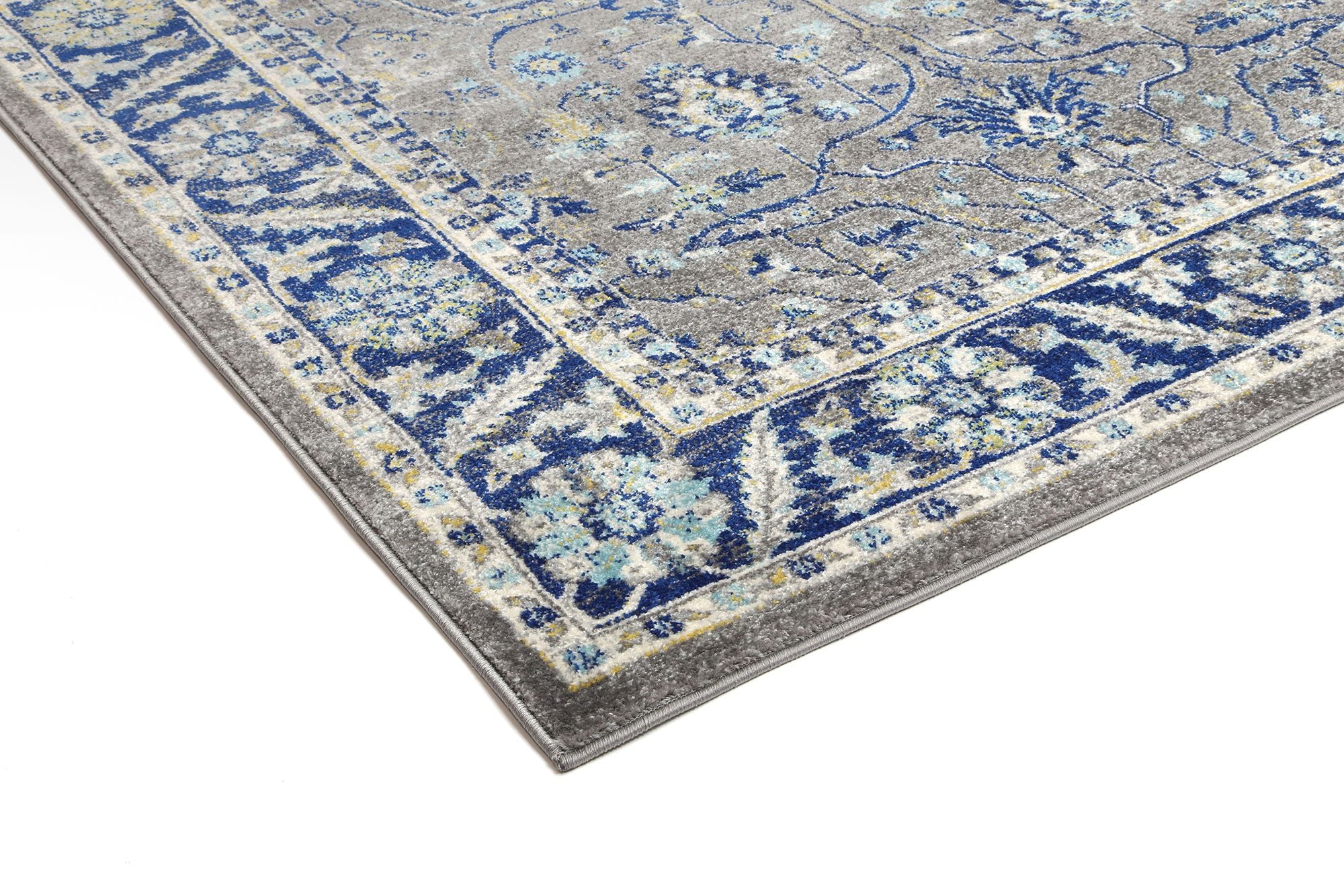 Delicate Navy Blue Oriental Rug with chic medallion pattern, measuring 160x230 cm, showcasing a distressed vintage design.