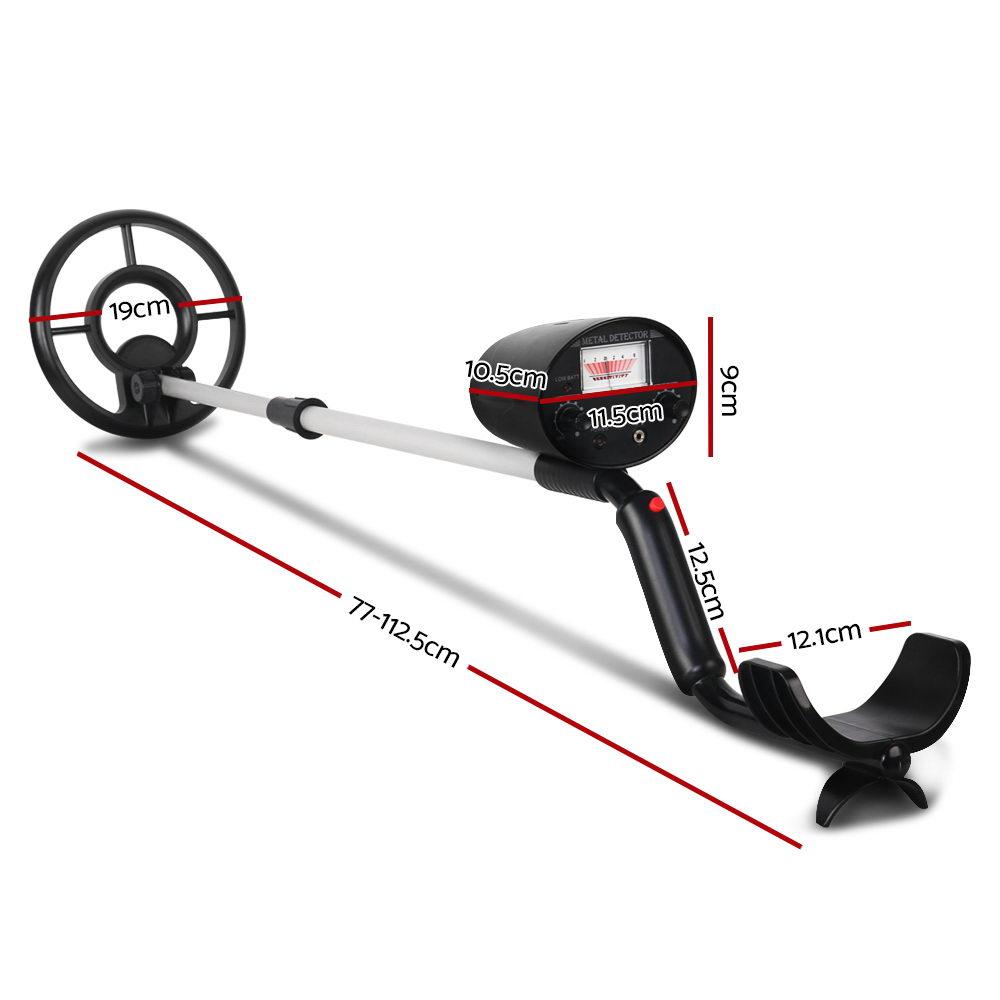 Deep Metal Detector in black color with adjustable length and waterproof search coil, ideal for treasure hunting.