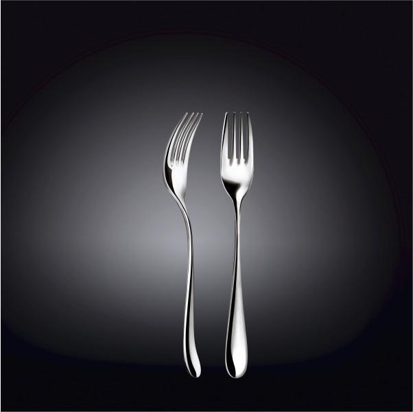 A set of six elegant 7.5-inch dessert forks made from high polish stainless steel, beautifully packaged in a color box.