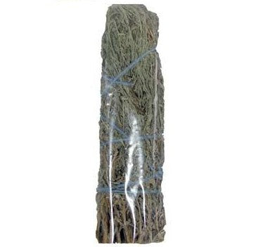 A thick 7.5-inch Desert Sage and Lavender smudge stick, showcasing its natural herbs and vibrant colors, perfect for spiritual cleansing.