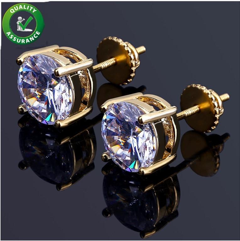 Auniquestyle Designer Earrings featuring sparkling cubic zirconia stones set in a stylish stick stud design, plated in 18K gold.