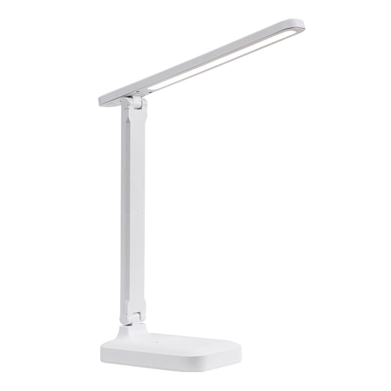 ROSA rechargeable LED desk lamp in white, featuring an adjustable arm and touch control for customizable lighting.