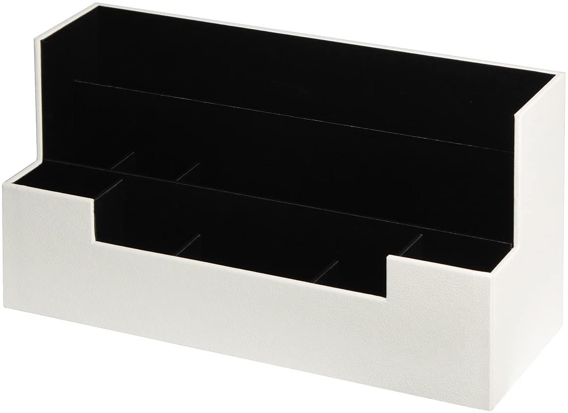 White Desk Supplies Office Organizer Caddy with 9 compartments for efficient storage of stationery and cosmetics.