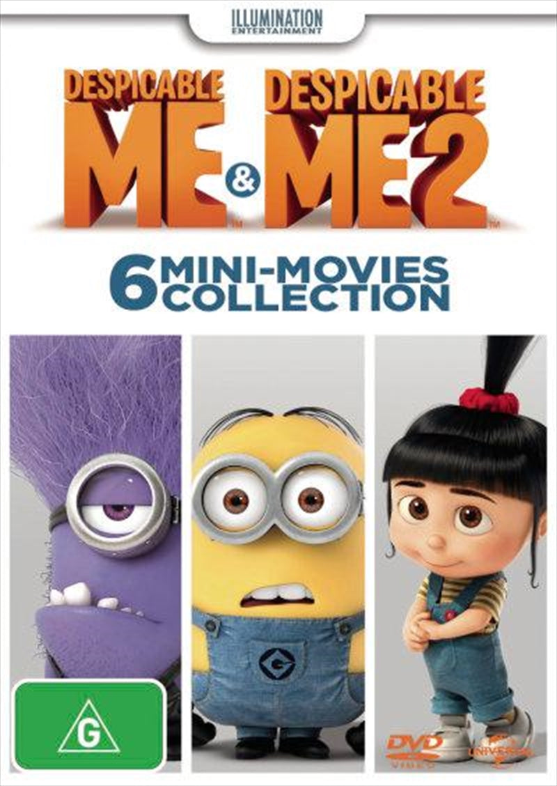 Despicable Me Mini Movies DVD cover featuring Minions in various fun poses and scenes from the movies.