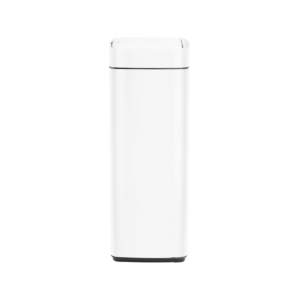 Devanti 45L Sensor Bin in white, showcasing its sleek design and motion sensor feature for hands-free waste disposal.