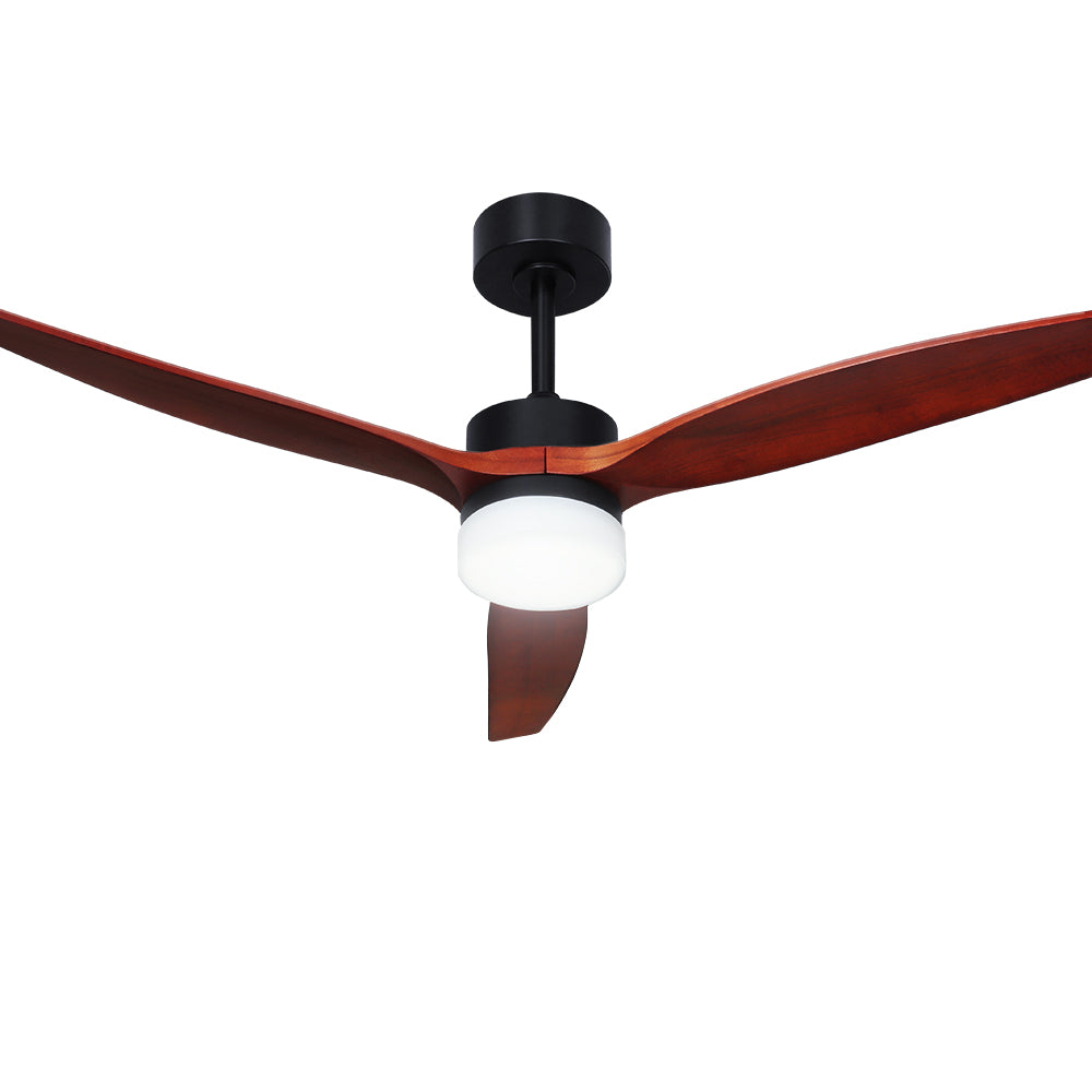 Devanti 52'' Ceiling Fan with LED light and wooden blades, remote control included, stylish design for indoor and outdoor use.