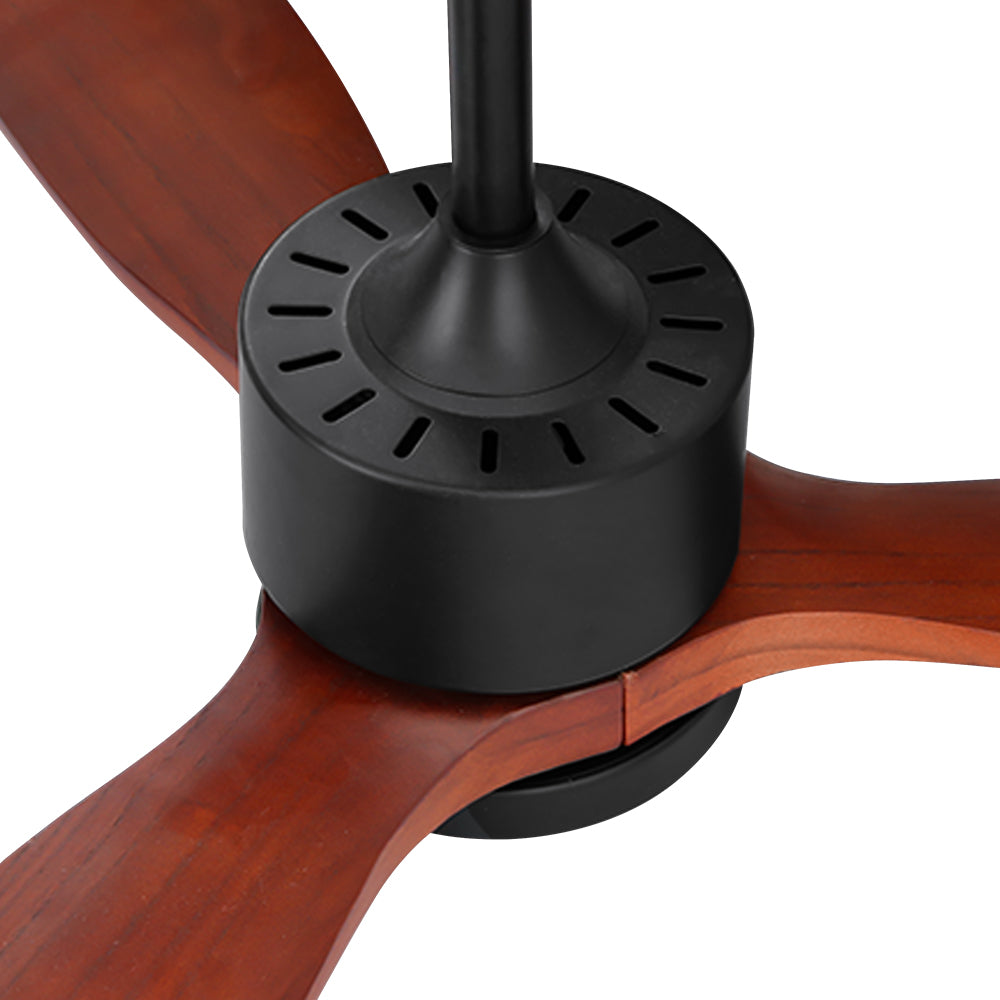 Devanti 52'' Ceiling Fan with LED light and wooden blades, remote control included, stylish design for indoor and outdoor use.