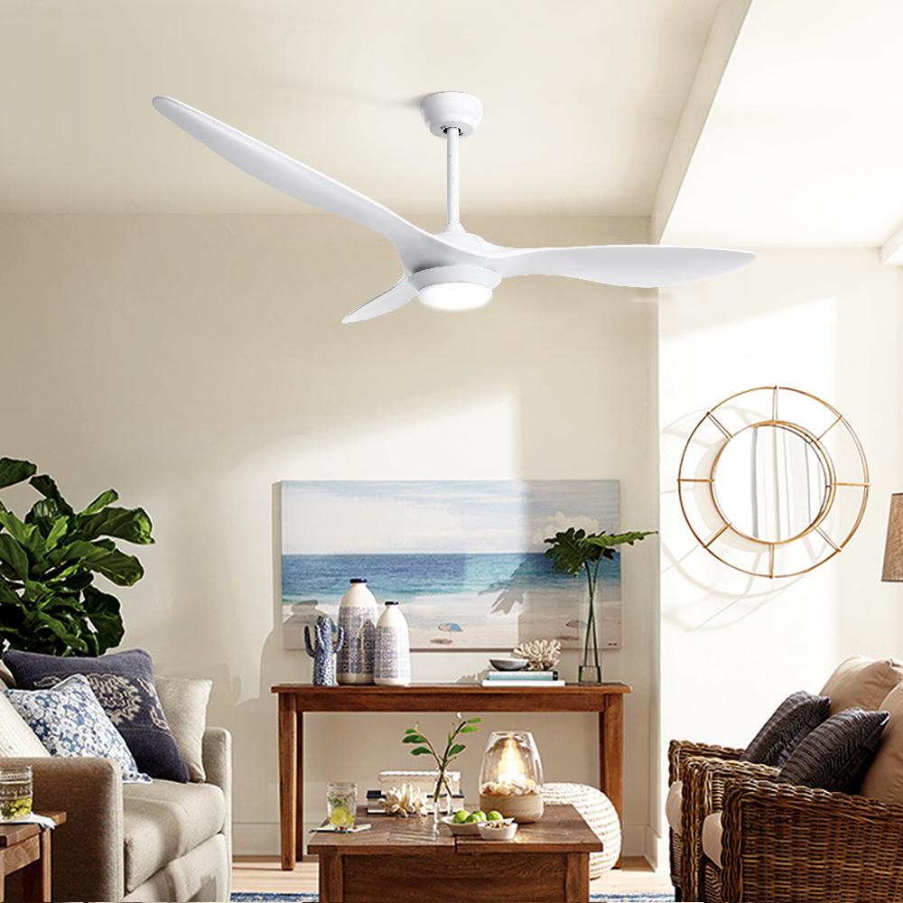 Devanti 52'' Ceiling Fan with Light featuring a sleek design, remote control, and three blades, ideal for indoor and undercover outdoor use.