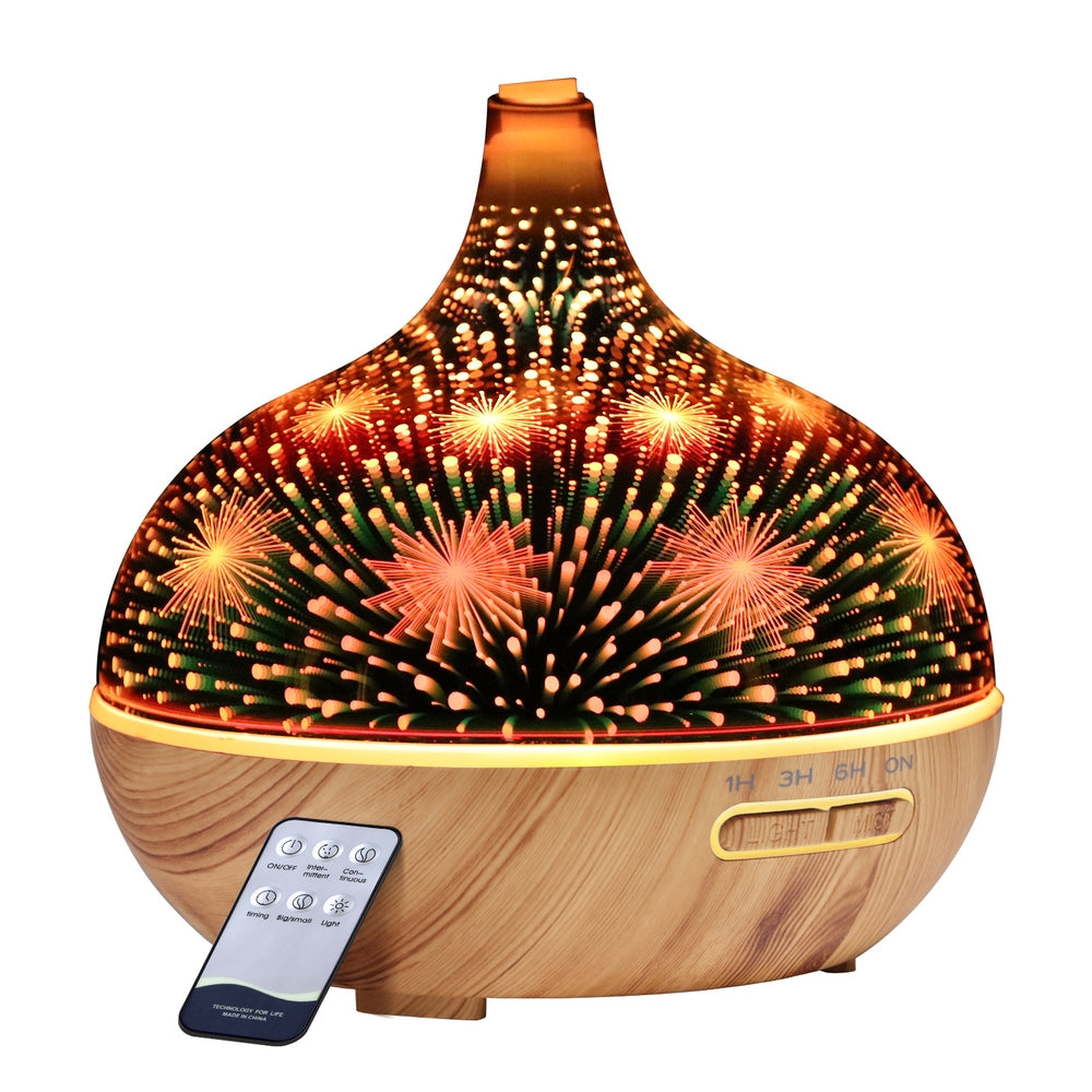 DEVANTI Aroma Aromatherapy Diffuser with 3D LED night light, showcasing a sleek design and vibrant colors.