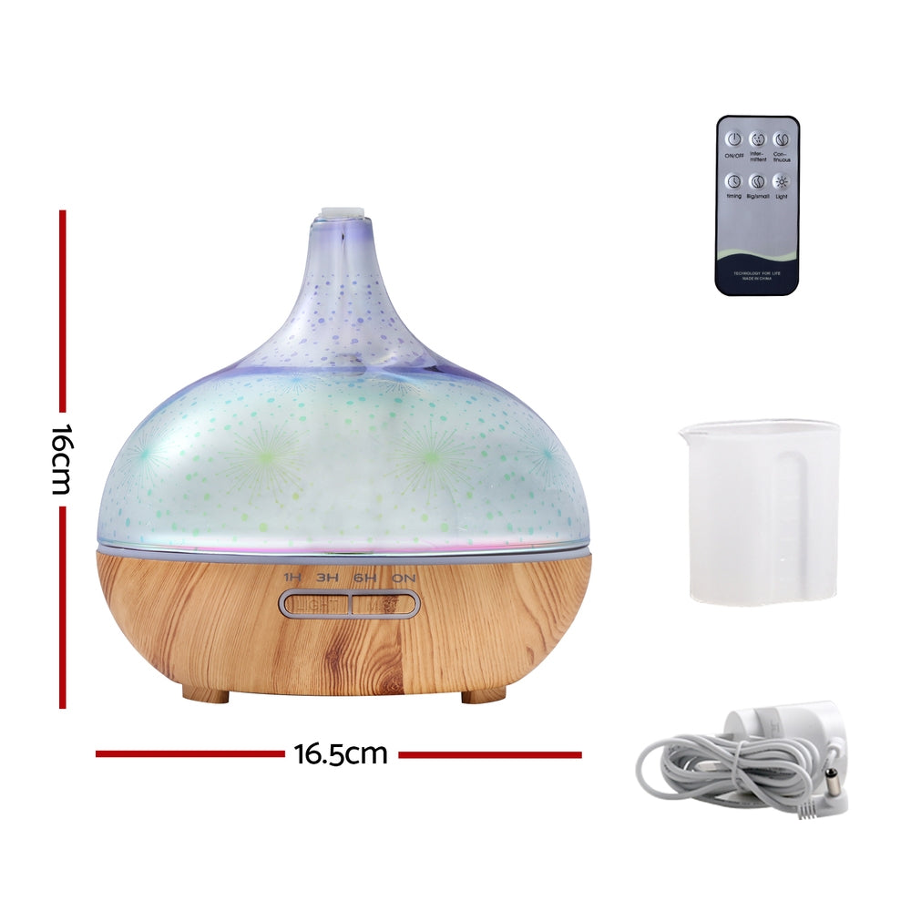 DEVANTI Aroma Aromatherapy Diffuser with 3D LED night light, showcasing a sleek design and vibrant colors.