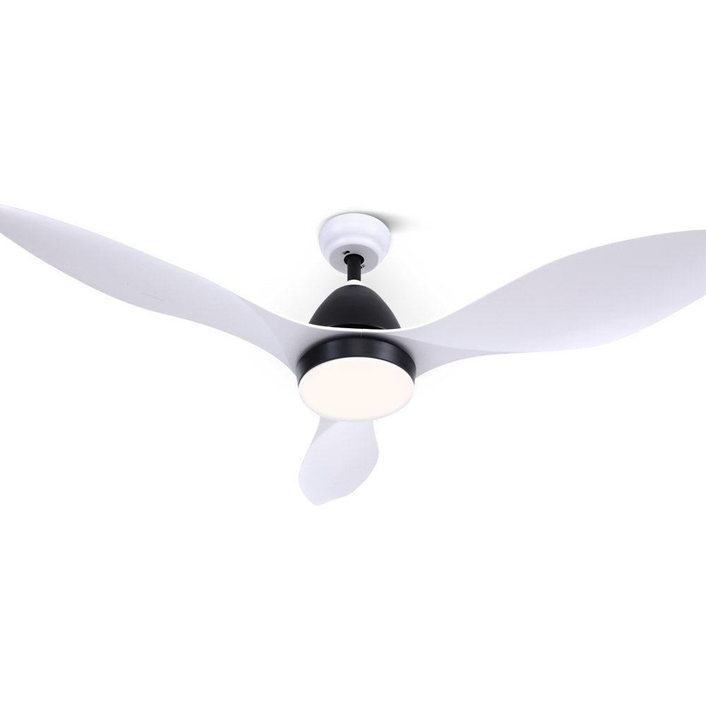 Devanti Ceiling Fan Light Remote Control in white, featuring 3 blades and built-in LED light, designed for indoor and undercover outdoor use.