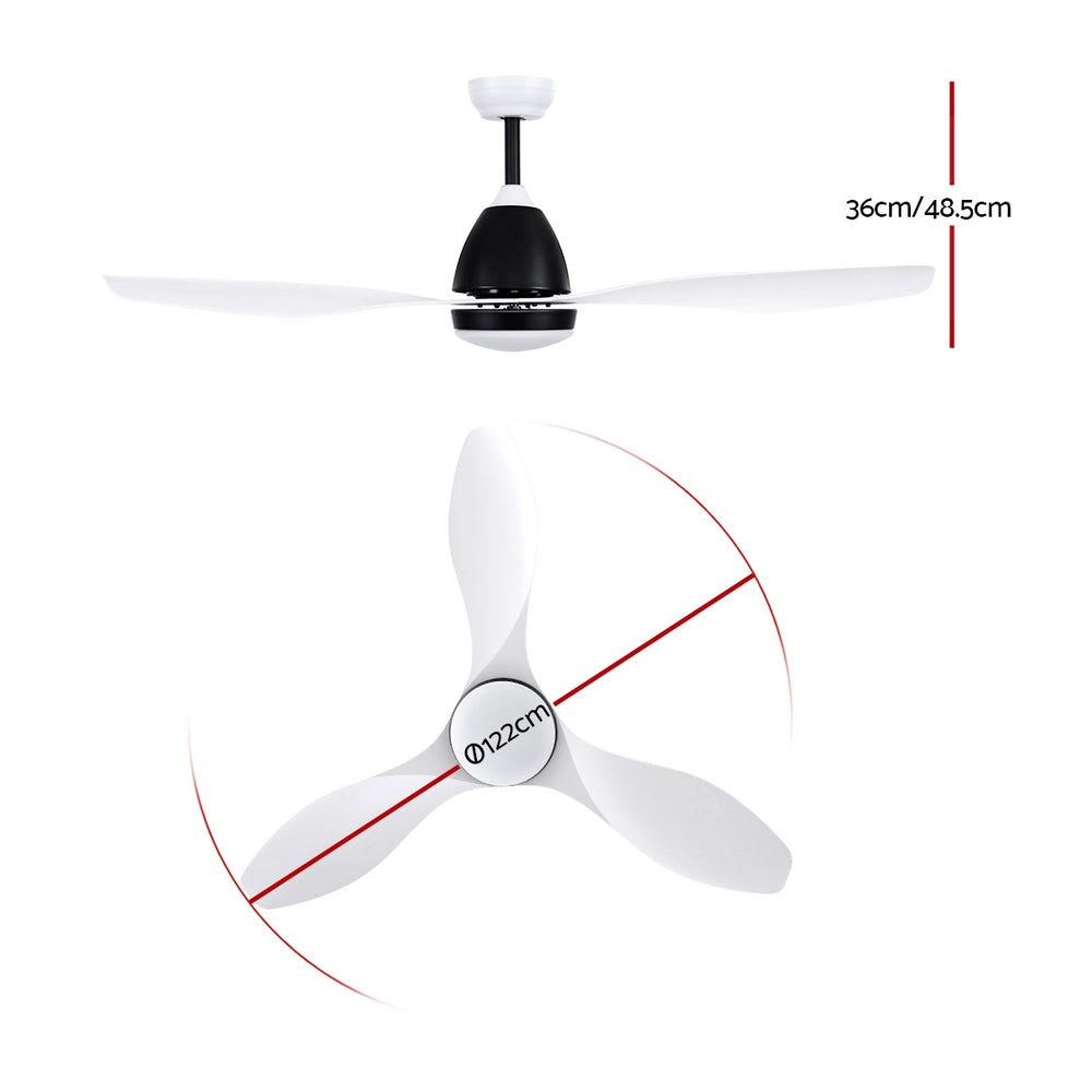 Devanti Ceiling Fan Light Remote Control in white, featuring 3 blades and built-in LED light, designed for indoor and undercover outdoor use.