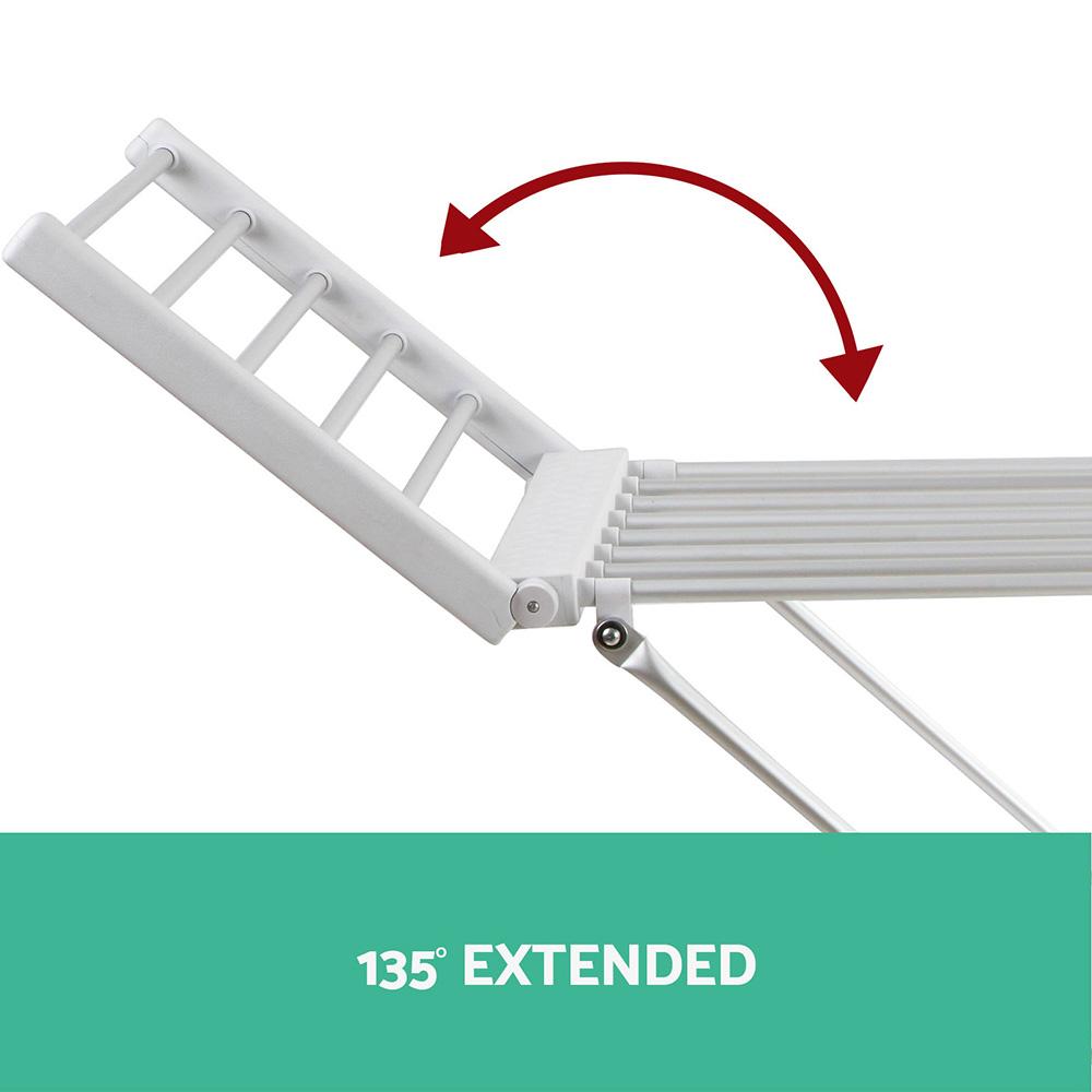 Devanti Electric Heated Towel Rail Clothes Rack Warmer Dryer with 18 heated rods, portable and foldable design for efficient drying.