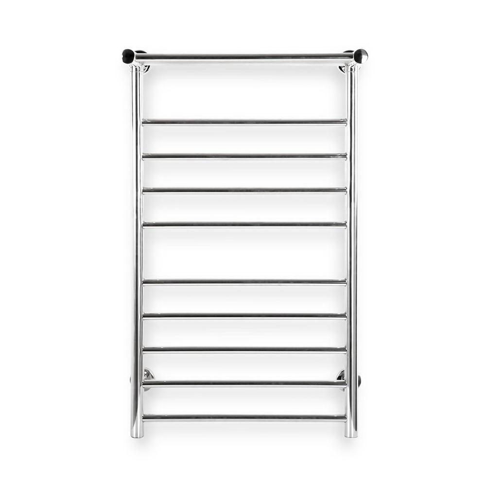 Devanti Electric Heated Towel Rail featuring 14 polished stainless steel bars, wall-mounted design, and a sleek modern look.