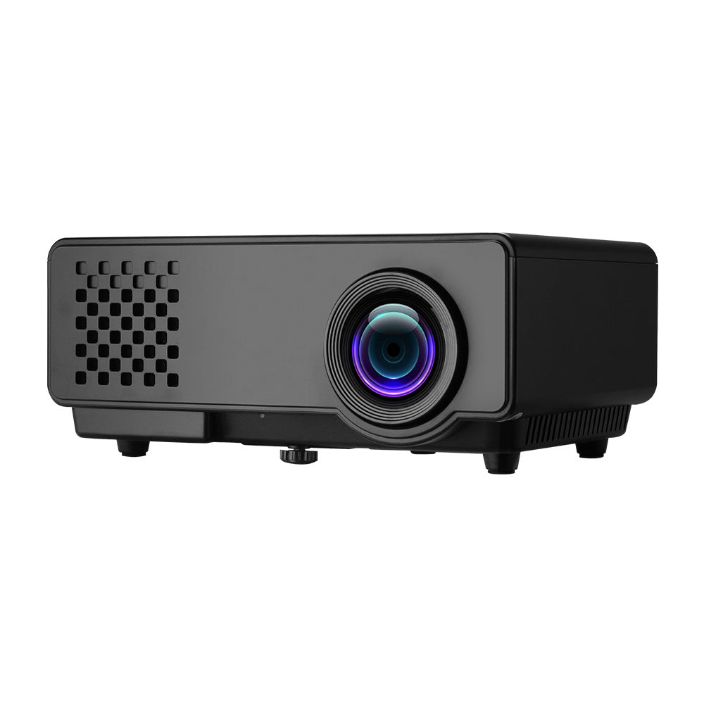 Devanti Mini Video Projector showcasing its compact design and connectivity ports, ideal for home entertainment and presentations.