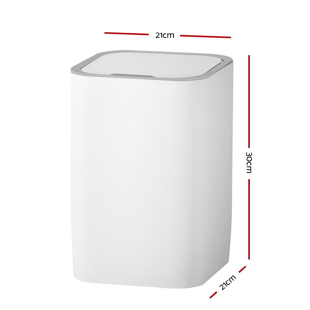 Devanti Sensor Bin in white, showcasing its sleek design and motion sensor feature for hands-free operation.