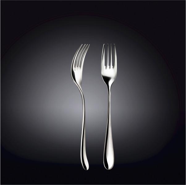 WILMAX 8 inch dinner fork made of high polish stainless steel, showcasing its elegant design and smooth texture.