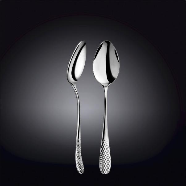 WILMAX 8-inch dinner spoon in elegant design, showcasing high-polish stainless steel finish and finely balanced handle.