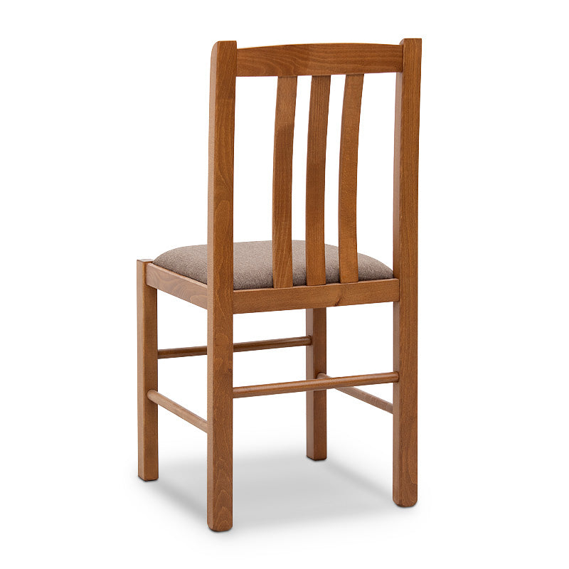 Set of two MELANIE dining chairs made of solid beech wood in walnut color, featuring a comfortable upholstered seat.