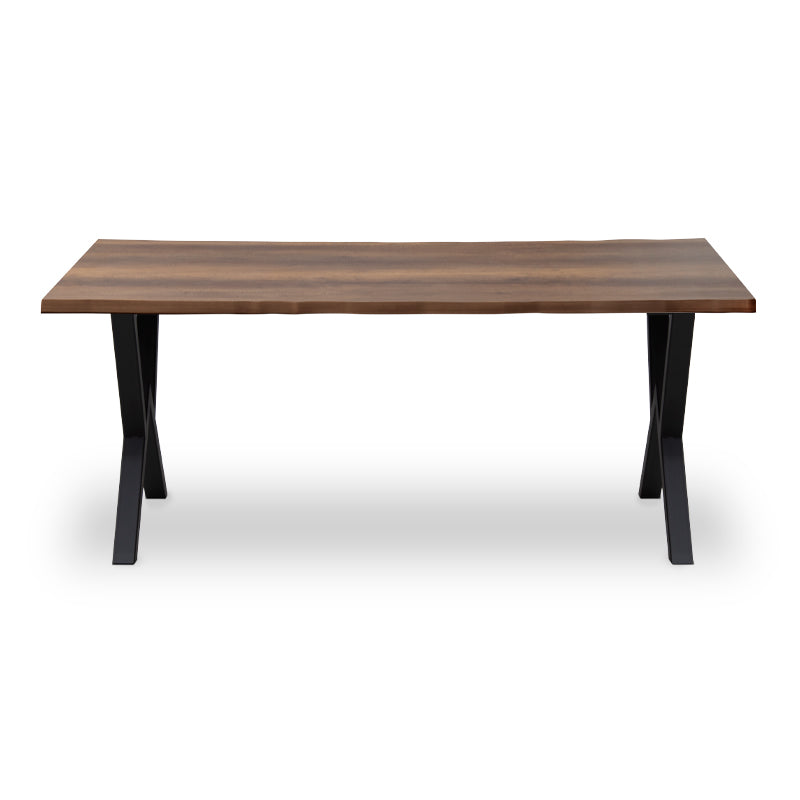 Dining Table LUIGI in walnut finish, featuring MDF and metallic construction, dimensions 160x80x75 cm.