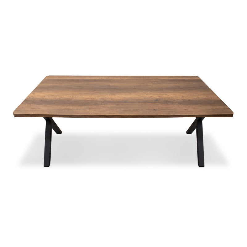 MALVIN Walnut Dining Table with dimensions 160x80x75cm, featuring a sleek MDF surface and sturdy metal frame in a rich walnut color.