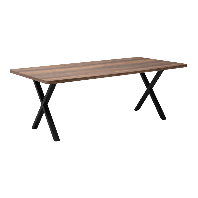 MALVIN Walnut Dining Table 200x100x75cm with sleek design and sturdy metal legs, showcasing a rich walnut finish.