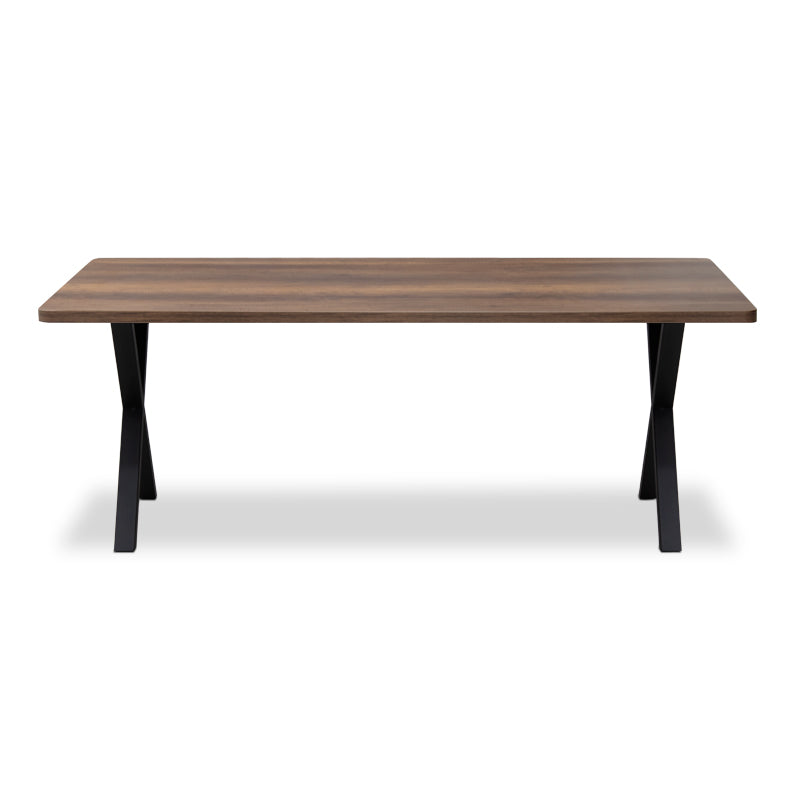 MALVIN Walnut Dining Table 200x100x75cm with sleek design and sturdy metal legs, showcasing a rich walnut finish.