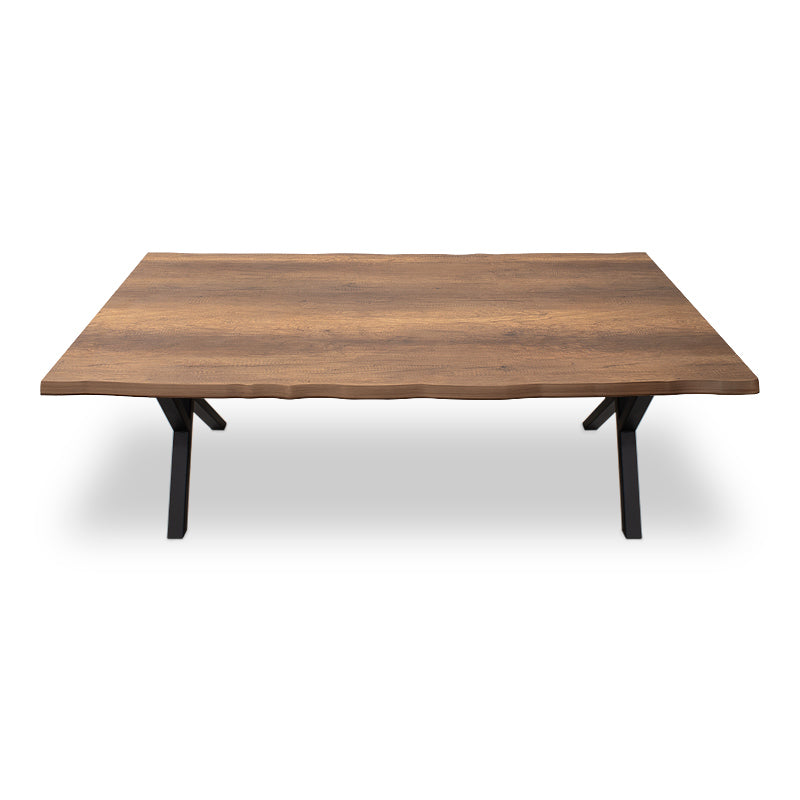 Dining Table SIMINA in metallic walnut finish, showcasing its spacious design and sturdy MDF and metal construction.