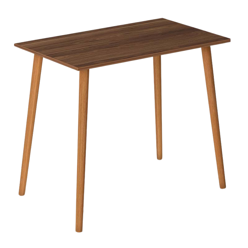 Dining Table TORA in walnut finish, featuring a melamine surface and solid beech wood legs, dimensions 90x55x75cm.