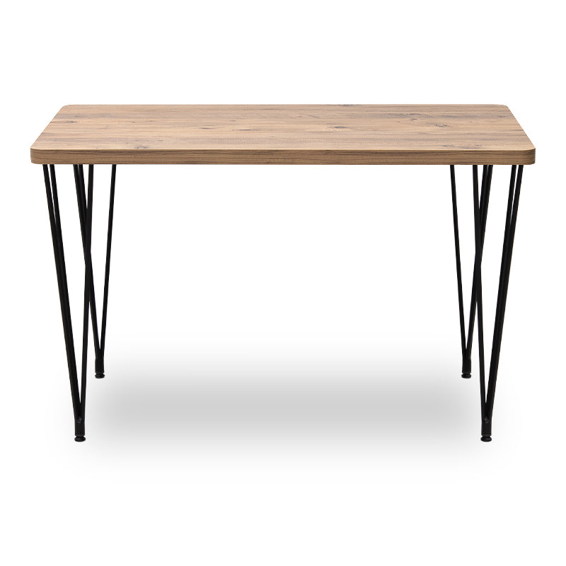 LUISE Acacia Dining Table featuring a sleek MDF surface and sturdy metal frame, dimensions 120x70x75 cm, ideal for home and business use.