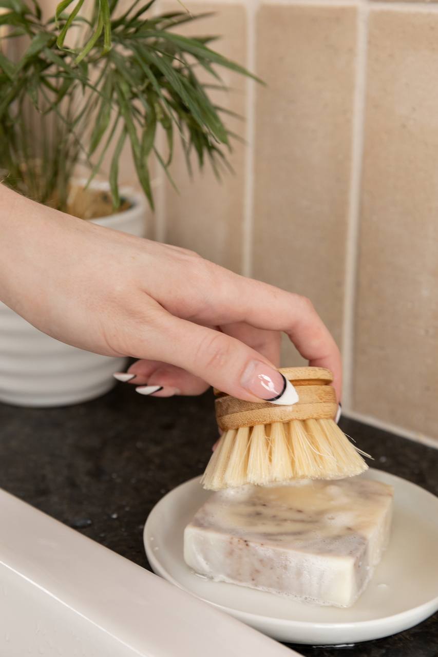 Eco-friendly Dish Soap Bar with Tea Tree Oil, handcrafted and plastic-free, ideal for sustainable dishwashing.