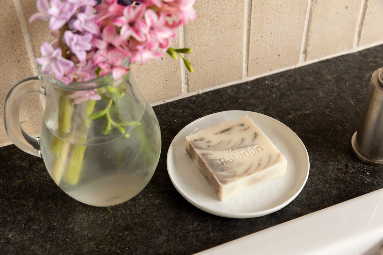 Eco-friendly Dish Soap Bar with Tea Tree Oil, handcrafted and plastic-free, ideal for sustainable dishwashing.