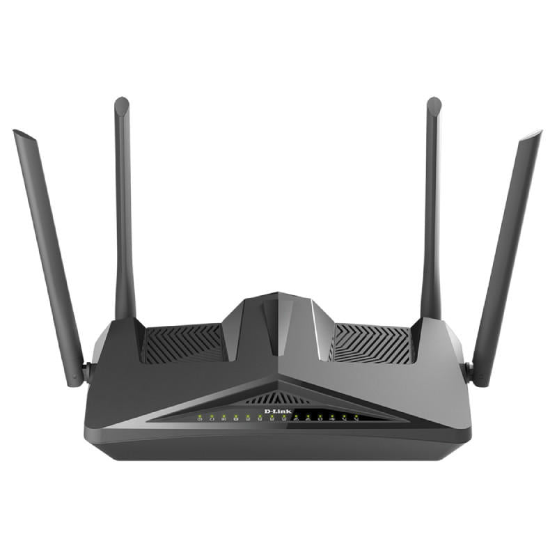 D-LINK AX1800 Modem Router showcasing sleek design and multiple ports for connectivity.