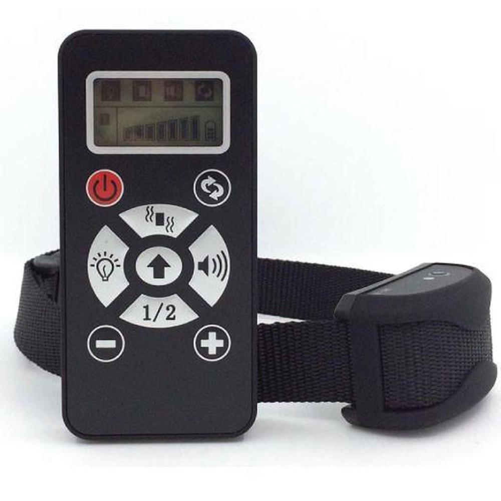 Dog bark collar with remote control, waterproof and rechargeable, designed for effective training and safety.