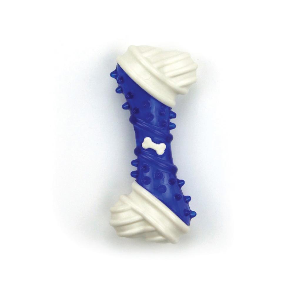 All For Paws Blue Dog Dental Bone with chicken flavour, designed for puppies, featuring small bumps for dental cleaning.