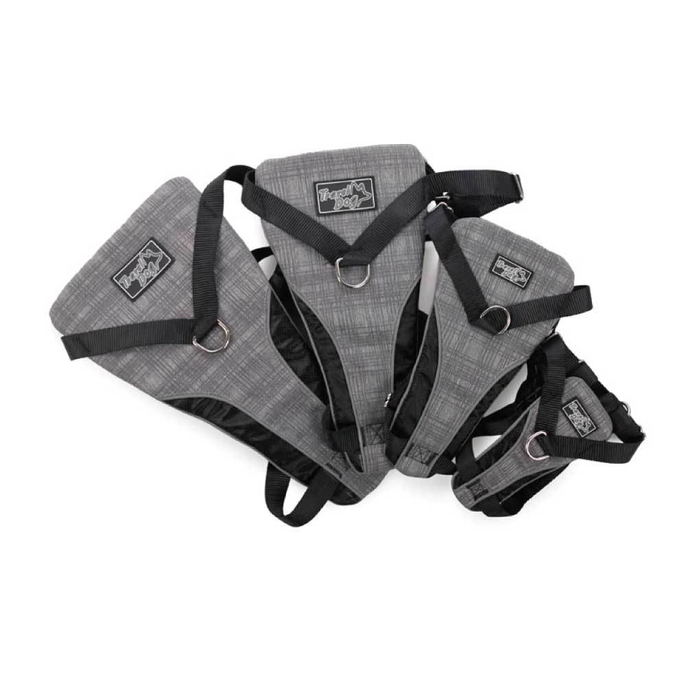 Dog Harness 2 in 1 Combo designed for car travel and walks, featuring adjustable clips and padded chest pad for comfort.