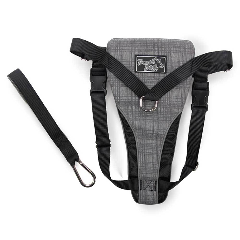 Dog Harness 2 in 1 Combo designed for car travel and walks, featuring adjustable clips and padded chest pad for comfort.