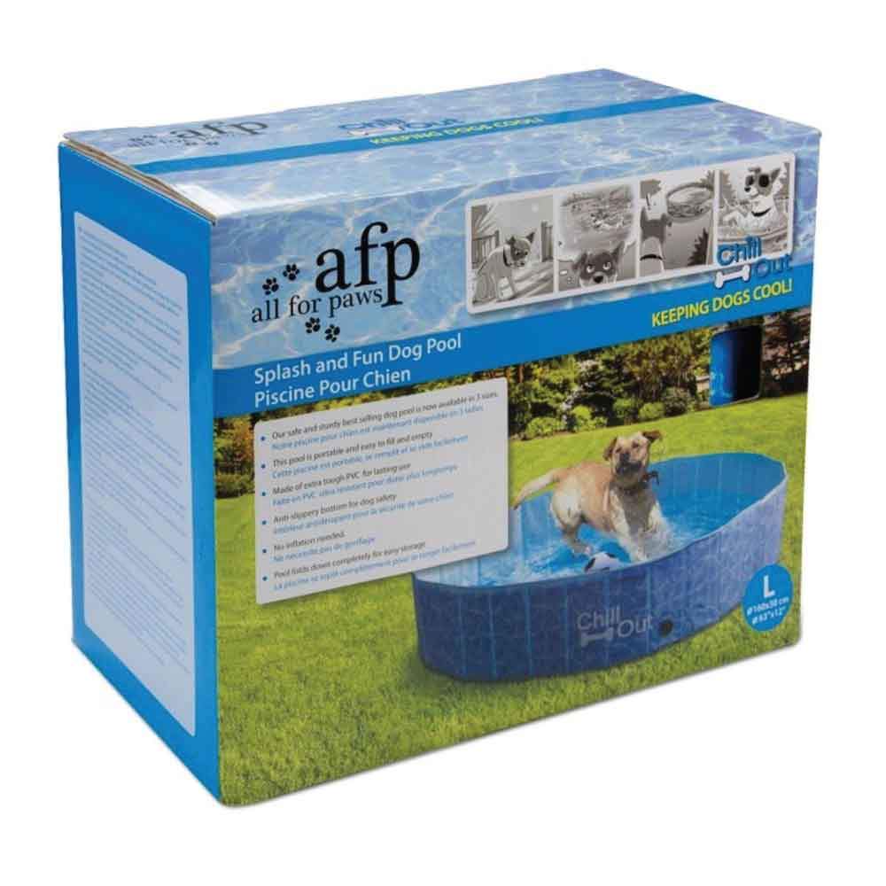 Chill Out Plastic Dog Swimming Pool with anti-slip bottom, perfect for summer fun and safety for pets.