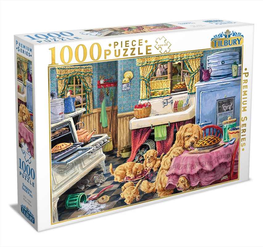 A colorful 1000 piece puzzle featuring delicious pies, perfect for family fun and relaxation.