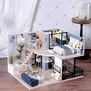 A beautifully crafted dollhouse miniature featuring intricate furniture, LED lights, and a dust-proof design, perfect for collectors and gifts.