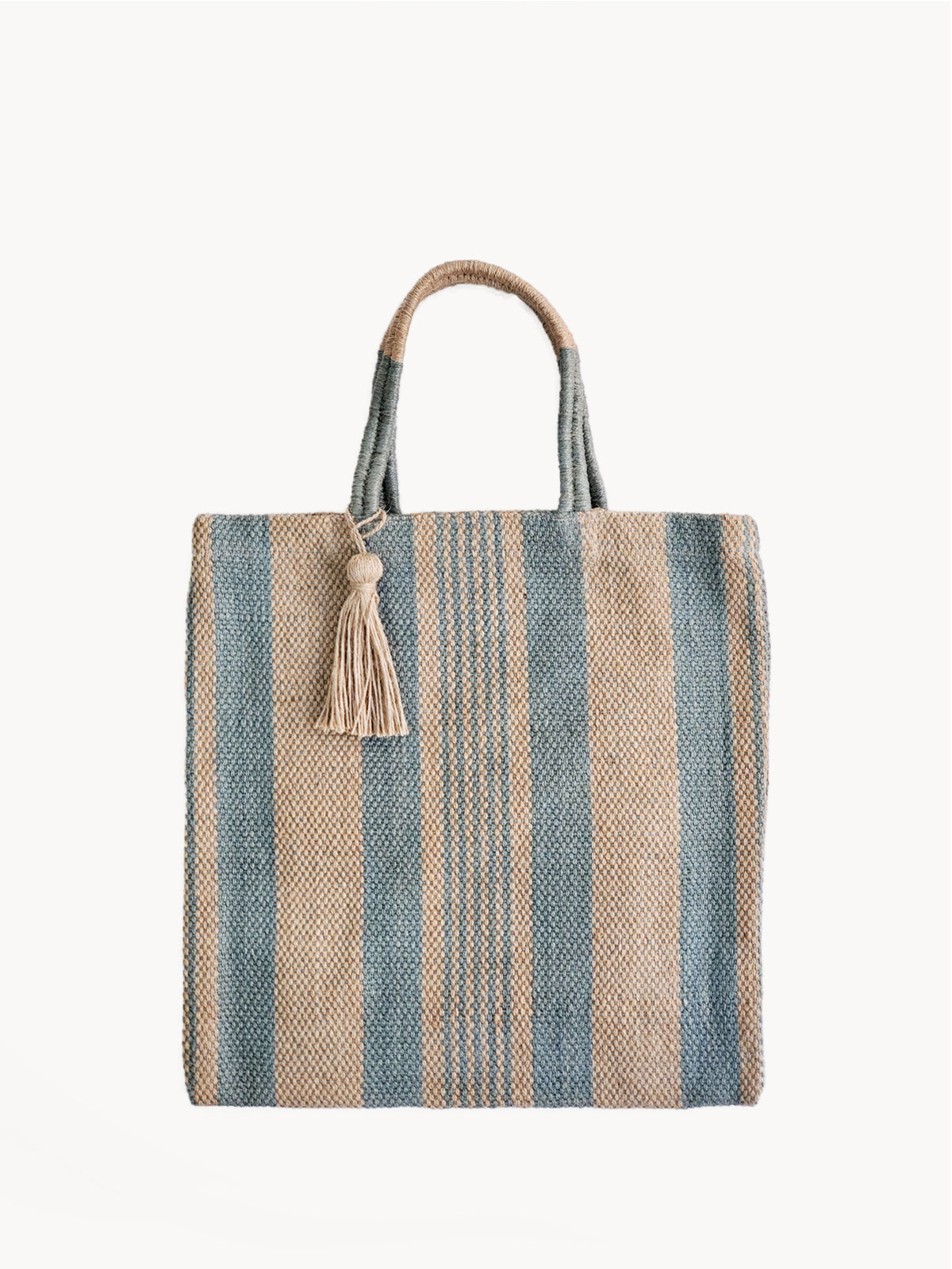 Dora Jute Tote Bag in pale green, handwoven and stylish, perfect for daily use and markets.