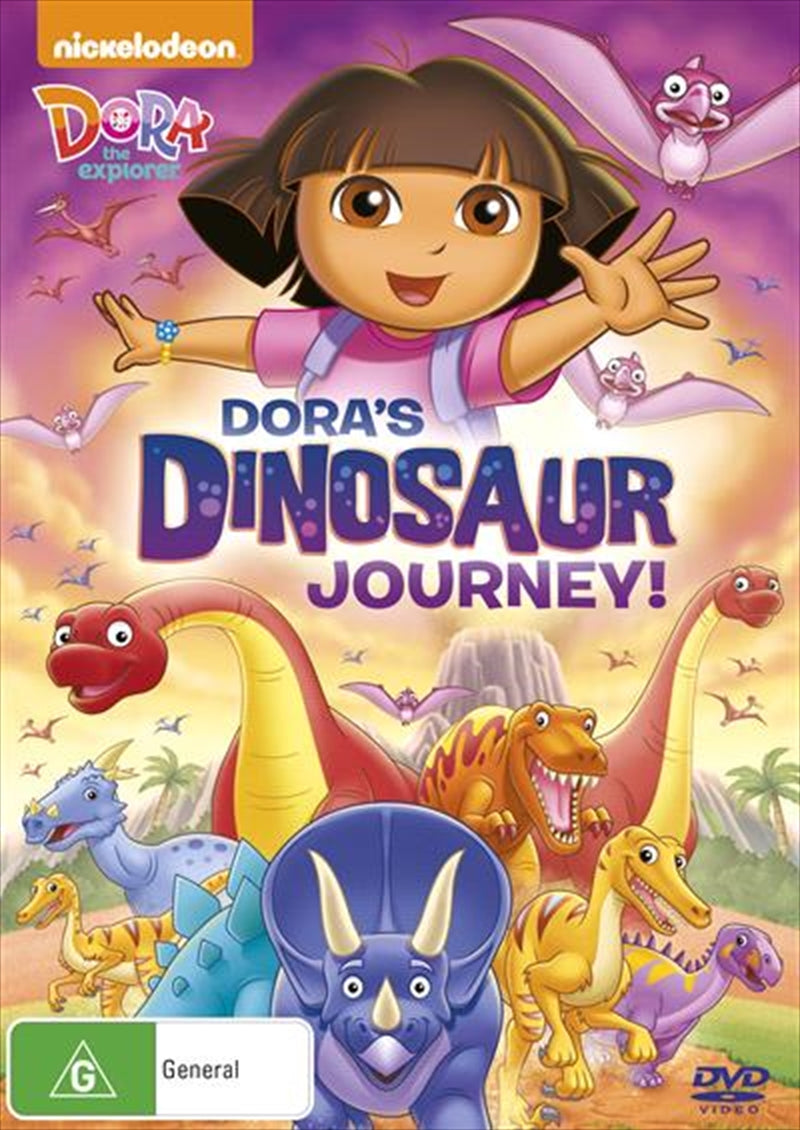 Dora and Boots on a dinosaur adventure in vibrant animation.