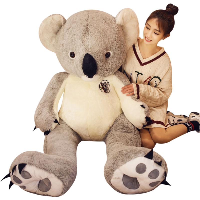 Large Dorimytrader Giant Animal Koala Plush Toy in grey and pink, showcasing its soft texture and adorable design.