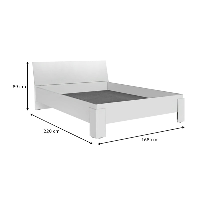 KARINA Double Bed in white, featuring a sleek melamine finish and spacious design, perfect for modern bedrooms.