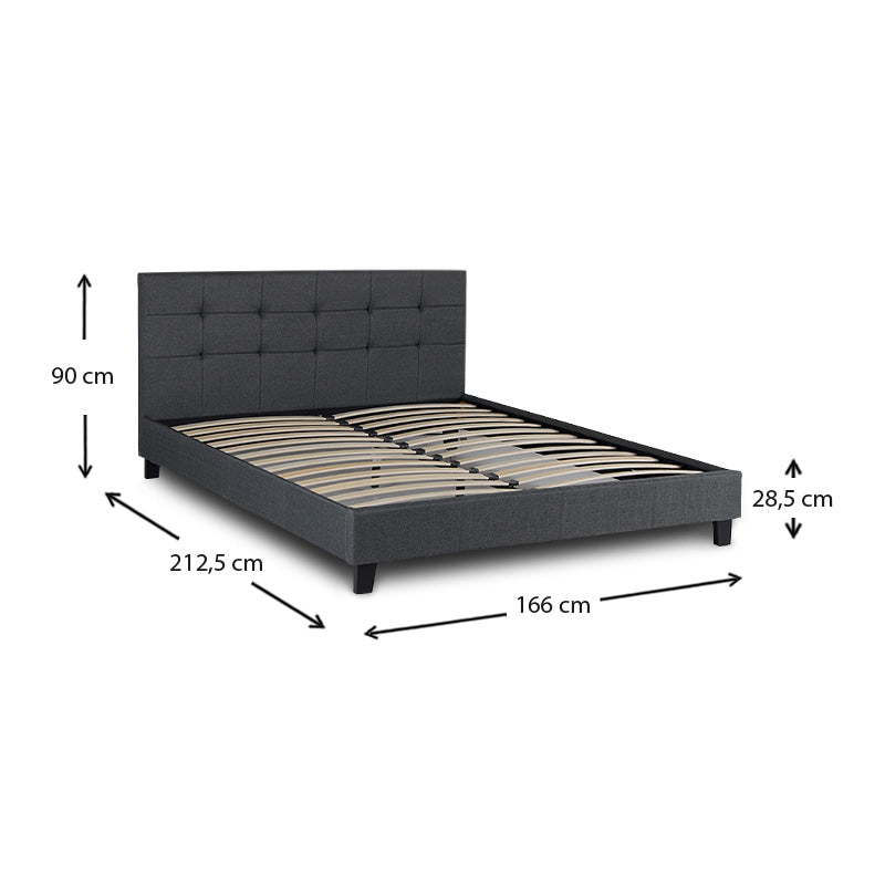 LUCIA Double Bed in Anthracite with PU leather upholstery, anatomical slats, and wooden frame, perfect for stylish bedrooms.