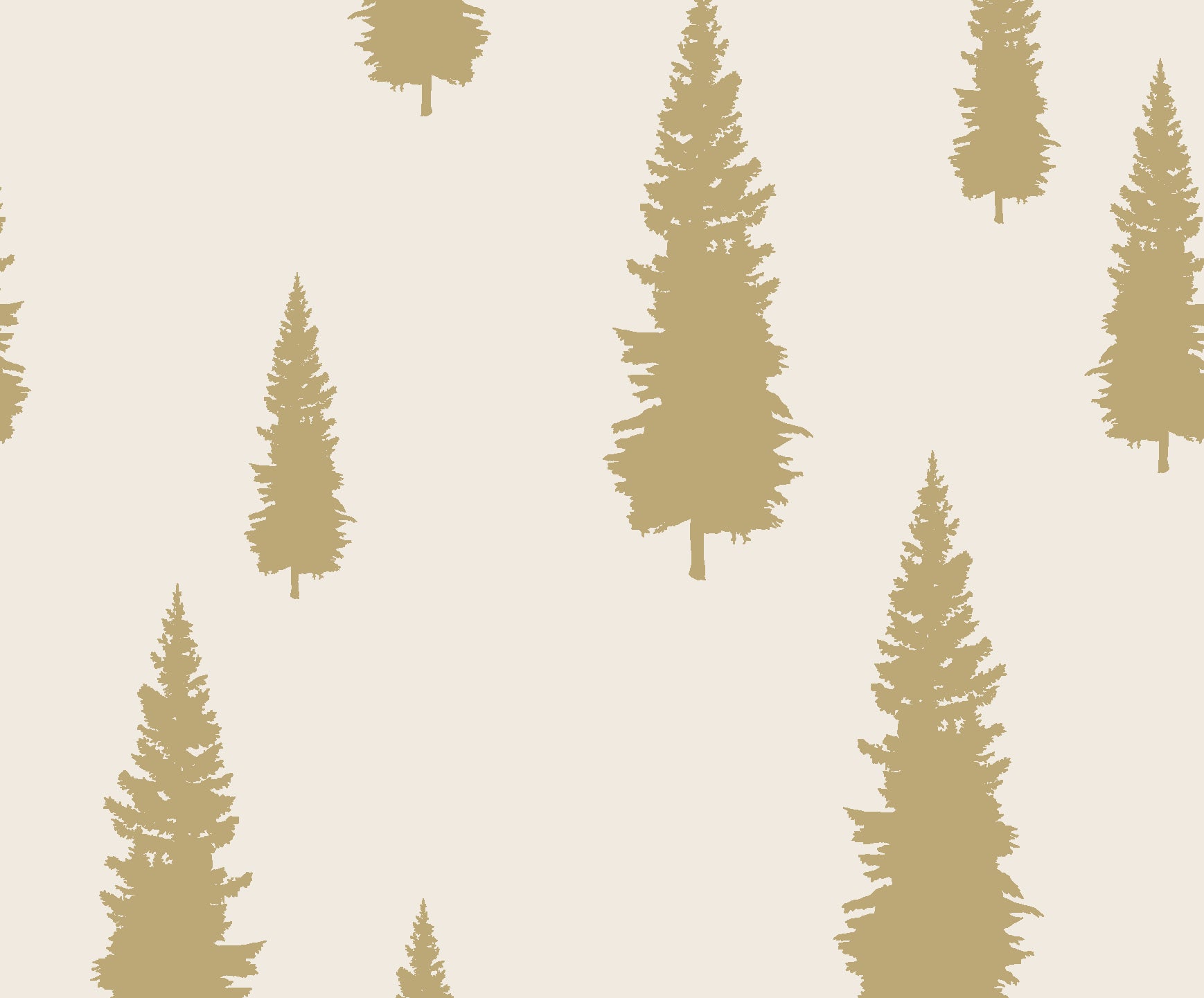 Douglas Fir Tree (Ochre) Wallpaper featuring a modern design with vibrant ochre colors and intricate tree patterns, perfect for home decor.