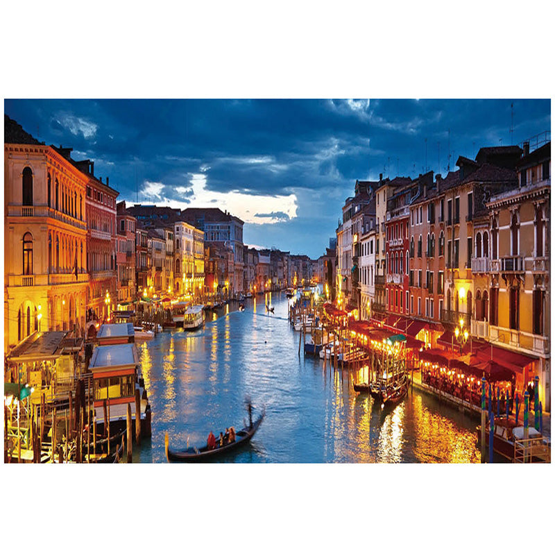 Acrylic print of Downtown Venice at dusk, showcasing vibrant colors and intricate details, perfect for modern wall decor.